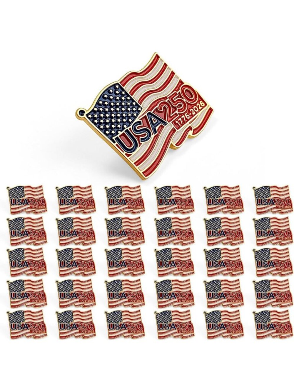 250 Enamel Anniversary Pins - US Patriot Collectibles for Independence Day & 250